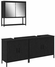 vidaXL Σετ Επίπλων Μπάνιου με αποθήκευση 3 pcs Μαύρο 80 x 30 x 44 εκ.