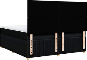 vidaXL Κρεβάτι Boxspring με Στρώμα Μαύρο 200x200 εκ. Υφασμάτινο