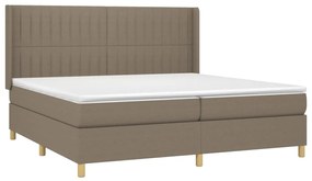 vidaXL Κρεβάτι Boxspring με Στρώμα Taupe 200x200 εκ. Υφασμάτινο