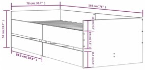 Πλαίσιο Κρεβατιού Με Συρτάρια Δρυς 75x190 εκ Small Single - Καφέ