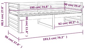 Καναπές Κρεβάτι Καφέ Μελί 90 x 190 εκ. από Μασίφ Ξύλο Πεύκου - Καφέ