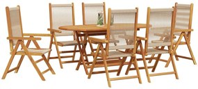 vidaXL Σέτ φαγητού για κήπο 7 pcs Μπεζ