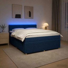 vidaXL Κρεβάτι box spring με στρώμα Μπλε 160 x 200 cm Ύφασμα