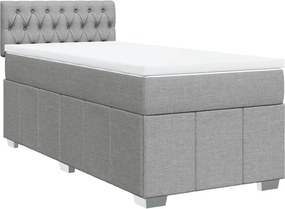 vidaXL Κρεβάτι Boxspring με Στρώμα Ανοιχτό Γκρι 90x200 εκ. Υφασμάτινο