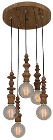 Φωτιστικό Οροφής Κρεμαστό HL-041R-5P 77-2738 Melody Aged Wood Homelighting Wood
