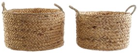 Σετ Καλαθιών DKD Home Decor Καφέ Φυσικό Καλάμια (2 Τεμάχια)