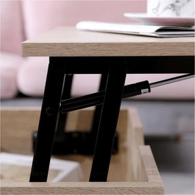 Τραπεζάκι σαλονιού Compact μπεζ με μηχανισμό ανύψωσης