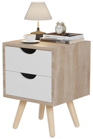 BEDSIDE STAND DINKL  MELAMINE-2 DRAWERS IN SONAMA-WHITE 29,7x29,7x45Hcm.