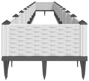 vidaXL Ζαρντινιέρα με Πασσάλους Λευκή 362,5x42,5x28,5εκ Πολυπροπυλένιο