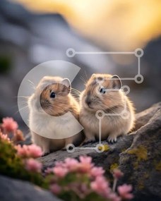 Σετ των 2 Intra Συλλεκτικό Ξύλινο Παζλ Plywood 4mm - Αξιολάτρευτη εικόνα δύο ζώων με ροζ λουλούδια Σε Ξύλινο Κουτί - Διαστάσεις: 10x10 cm – 25 κομμάτια