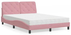 vidaXL Κρεβάτι με Στρώμα Ροζ 120x200 εκ. Βελούδινο