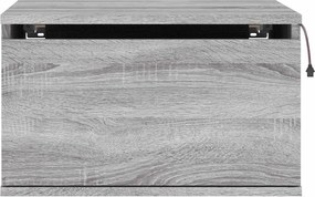 vidaXL Κομοδίνο Επιτοίχιο με Φώτα LED Γκρι Sonoma