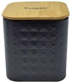 Βάζο Ζάχαρης Με Bamboo Καπάκι Sugar 824656 11,5x11,5x13cmBlack-Natural Ankor Metal,Bamboo