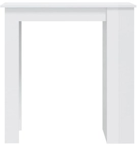 Τραπέζι Μπαρ με Ράφια Γυαλ. Λευκό 102x50x103,5 εκ. Μοριοσανίδα - Λευκό