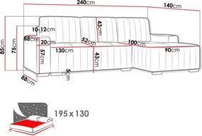 Γωνιακός καναπές Hugo-Gkri-Αριστερή