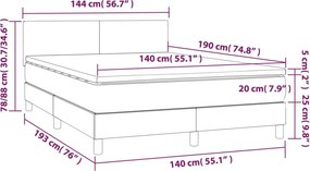 vidaXL Κρεβάτι Boxspring με Στρώμα Σκούρο Καφέ 140x190 εκ. Υφασμάτινο