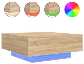 vidaXL Τραπεζάκι Σαλονιού με Φώτα LED Sonoma Δρυς 80 x 80 x 31 εκ.