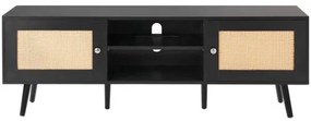 VEVOR Rattan TV Stand for 65&quot; TV Boho TV Stand with Build-in Socket Black