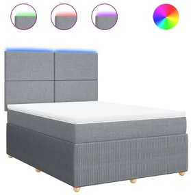 vidaXL Κρεβάτι Boxspring με Στρώμα Ανοιχτό Γκρι 140x200 εκ. Υφασμάτινο