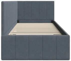 vidaXL Κρεβάτι Γωνίας με κεφαλάρι Σκούρο γκρι 80 x 200 cm Βελούδο
