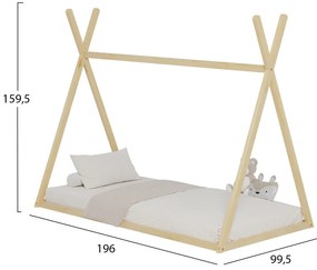 ΚΡΕΒΑΤΙ ΠΑΙΔΙΚΟ MUNK HM681.01 τ.MONTESSORI ΜΑΣΙΦ ΞΥΛΟ ΠΕΥΚΟΥ ΦΥΣΙΚΟ- 190x90εκ
