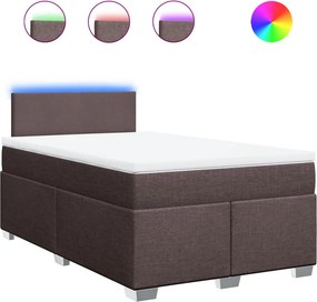 vidaXL Κρεβάτι Boxspring με Στρώμα Σκούρο Καφέ 120x200 εκ. Υφασμάτινο