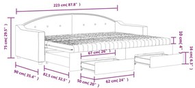 Καναπές Κρεβάτι Συρόμενος Ανοιχτό Γκρι 80x200εκ Ύφασμα Συρτάρια - Γκρι