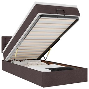 Οθωμανικό κρεβάτι με στρώμα σκούρο καφέ 90x190cm ύφασμα 3311590