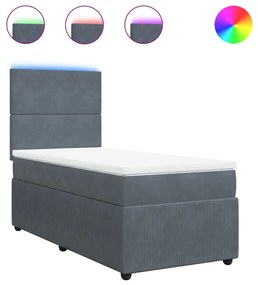 vidaXL Κρεβάτι Boxspring με Στρώμα Σκούρο Γκρι 80x200 εκ. Βελούδινο