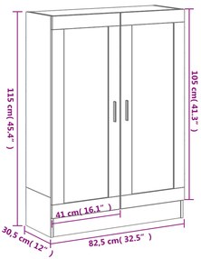 Βιβλιοθήκη Γκρι Sonoma 82,5 x 30,5 x 115 εκ. Επεξεργασμένο Ξύλο - Γκρι