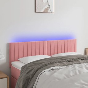 Κεφαλάρι Κρεβατιού LED Ροζ 144x5x78/88 εκ. Βελούδινο - Ροζ