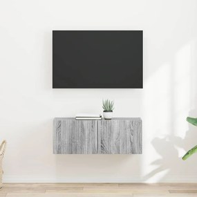 vidaXL Ντουλάπι Τηλεόρασης Τοίχου Επιτοίχιο 2 pcs Γκρίζο Σονομα