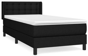 vidaXL Κρεβάτι Boxspring με Στρώμα Μαύρο 90x200 εκ. Υφασμάτινο