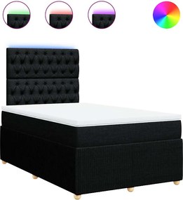 vidaXL Κρεβάτι Boxspring με Στρώμα Μαύρο 120x200 εκ. Υφασμάτινο