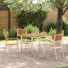 vidaXL Σέτ φαγητού για κήπο 5 pcs Καφέ Μασίφ ξύλο ακακίας