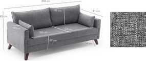 Τριθέσιος Καναπές Κρεβάτι Γκρι BELLA 81x208x85