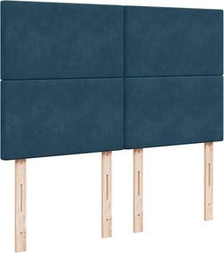 vidaXL Κρεβάτι Boxspring με Στρώμα Μπλε 140x190 εκ. Βελούδινο