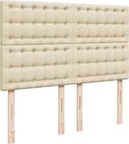 vidaXL Κρεβάτι Boxspring με Στρώμα Κρεμ 140x190 εκ. Υφασμάτινο