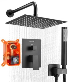 VEVOR Shower Faucet Set 10&quot; Square Rain Shower Head and Hand Set Matte Black