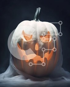 Intra Συλλεκτικό Ξύλινο Παζλ Plywood 4mm - Ξύλινη σκαλιστή διακόσμηση κολοκύθας για το Halloween Σε Ξύλινο Κουτί - Διαστάσεις Puzzle: 10x10 cm – 25 κομμάτια