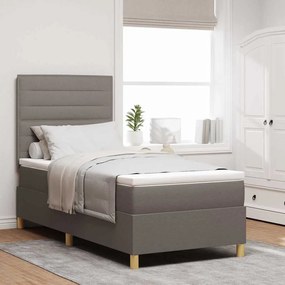 vidaXL LED Κρεβάτι με βάθρο με στρώμα Taupe 90 x 200 cm ύφασμα