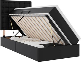 vidaXL Κρεβάτι Αποθήκης με κεφαλάρι Μαύρο 100 x 200 cm Τεχνητό Δέρμα