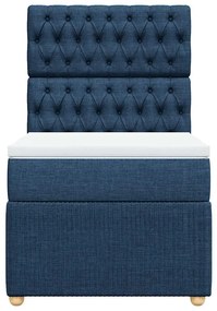 vidaXL Κρεβάτι Boxspring με Στρώμα Μπλε 80x200 εκ. Υφασμάτινο