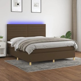 ΚΡΕΒΑΤΙ BOXSPRING ΜΕ ΣΤΡΩΜΑ &amp; LED ΣΚ.ΚΑΦΕ 180X200ΕΚ. ΥΦΑΣΜΑΤΙΝΟ 3135536