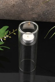 Stewehome Διακοσμητικό γυάλινο κηροπήγιο και βάζο μοντέρνου στυλ Λευκό