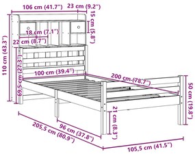 ΚΡΕΒΑΤΙ ΒΙΒΛΙΟΘΗΚΗ ΧΩΡΙΣ ΣΤΡΩΜΑ 100X200 ΕΚ ΜΑΣΙΦ ΞΥΛΟ ΠΕΥΚΟΥ 3322259