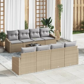 vidaXL 7 Κομματιών Σετ Καναπέ Κήπου με Μαξιλάρια Μπεζ Πολυ Ράταν