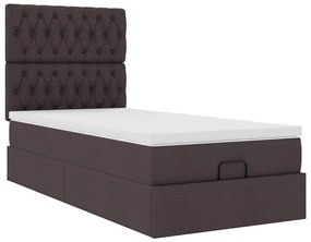 Οθωμανικό κρεβάτι με στρώμα &amp; LEDs Σκούρο καφέ 90x190cm ύφασμα 3314054
