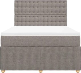 vidaXL Κρεβάτι Boxspring με Στρώμα Taupe 140x200 εκ. Υφασμάτινο
