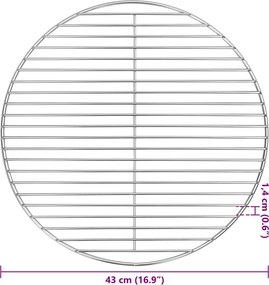 vidaXL Σχάρα μπάρμπεκιου Ασημί 43 x 43 εκ Ανοξείδωτο ατσάλι